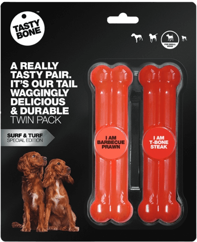 TastyBone Super Tough Bone Twin Pack, Surf & Turf Flavour, Small Dogs