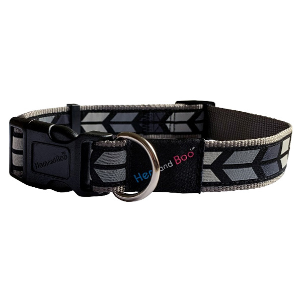 Hem & Boo Chevron Dog Collar Grey